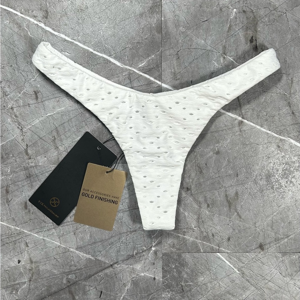 ViX Paula Hermanny Eyelet Ripple Bikini Bottom – White – XS – NWT